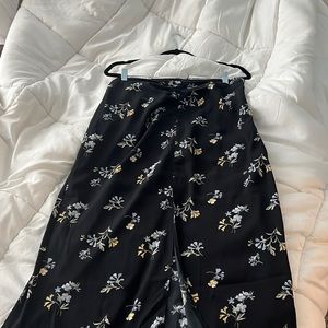 Abercrombie & Fitch Black Floral Midi Skirt